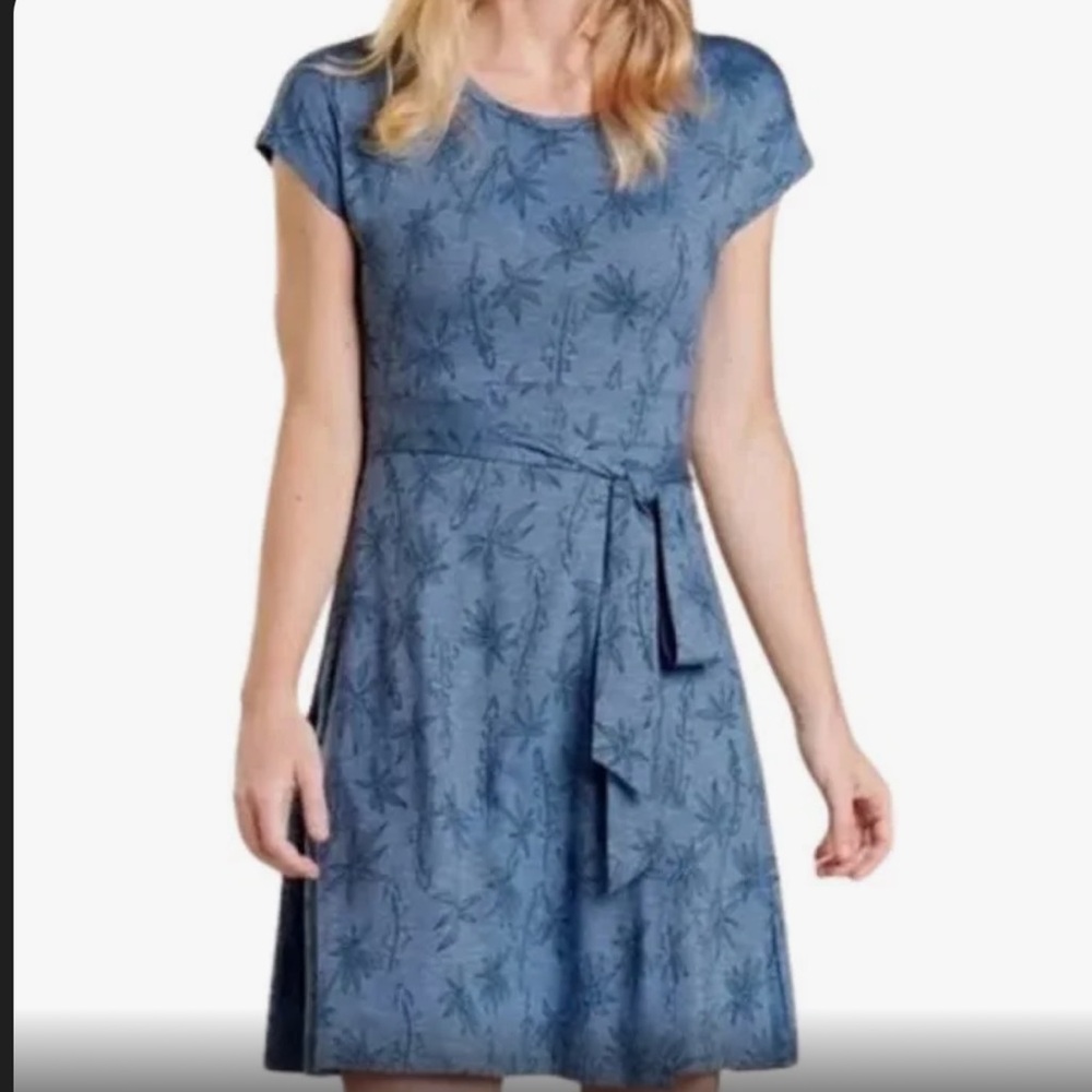 Toad&Co Blue Flower Dress with Tie. Size - Small
